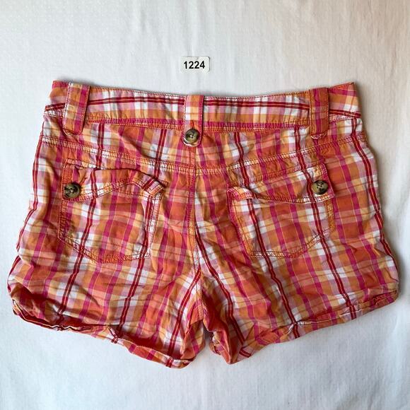 Faded Glory Women’s Checked Shorts size 8, Orange & Pink - Picture 9 of 9